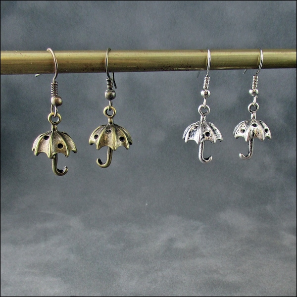 Ohrringe  "Umbrella" in 3D bronzefarben oder silberfarben