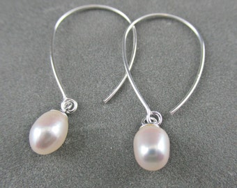 Elegant Genuine Pearl Earrings on 925 Sterling Silver Hook