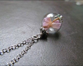 Kleine roze Wildflower ketting