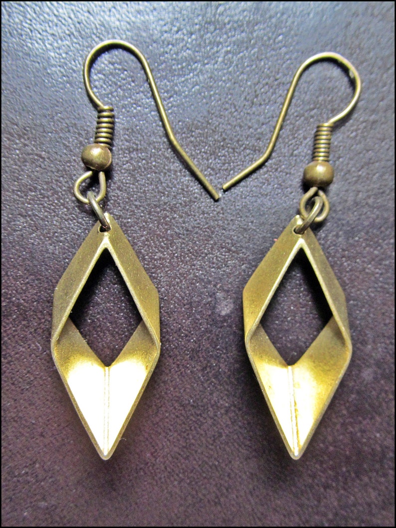 Little Rhombus Earrings, bronze image 5