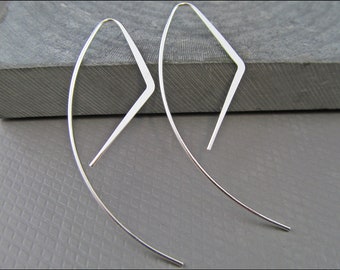 Crazy hook-bow earrings made of 925 real sterling silver