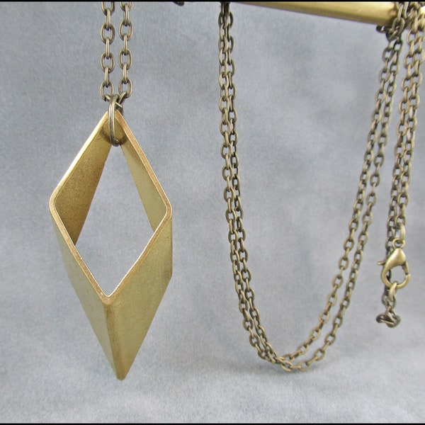 Große Raute - Geometrische Figuren Kette Messing