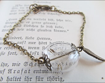 Bracelet with real dandelion seeds, bronze