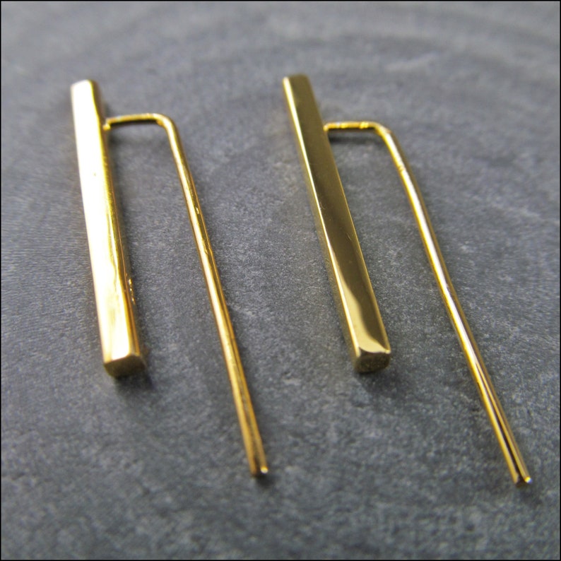 Little Bars 925 Real Sterling Silver Earrings silver or goldplated image 3