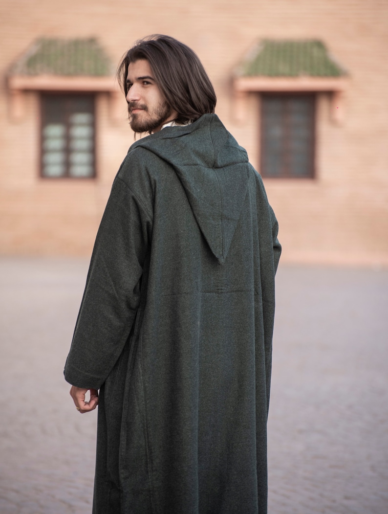 luxary Long wool Djellaba, Coat men and women, Handmade winter coat. Long cape. Long winter overcoat. Poncho. Winter coat. image 10