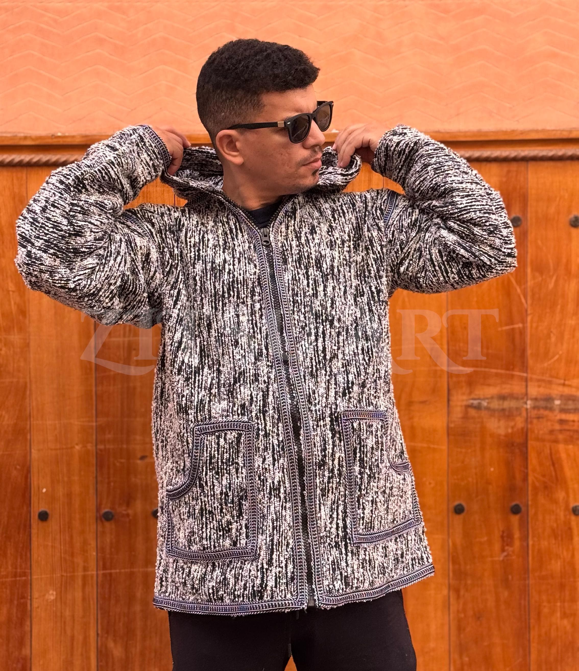 Moroccan Striped Coat Cardigan, Sweater Coat, Hoodie Coat From