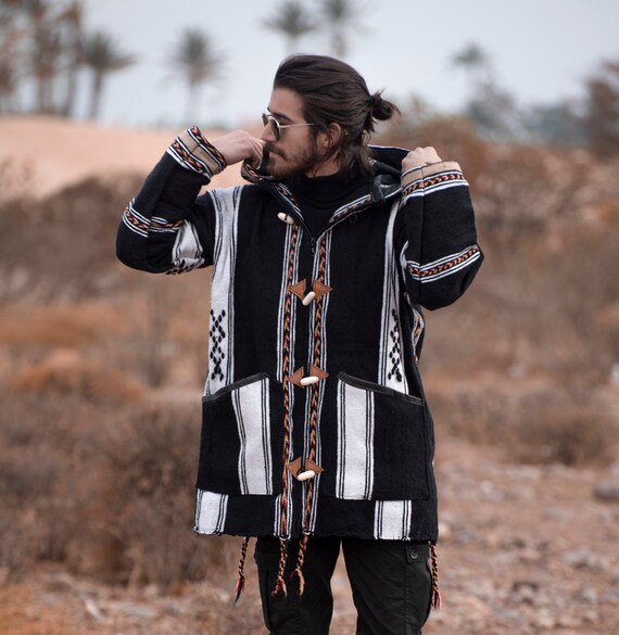 Moroccan Striped Coat Cardigan, Sweater Coat, Hoodie Coat From