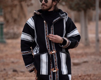 Moroccan Striped Coat Cardigan, Sweater Coat, Hoodie Coat From