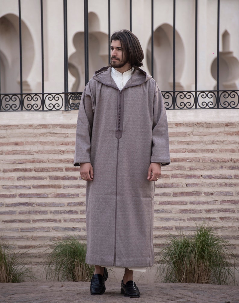 luxary Long wool Djellaba, Coat men and women, Handmade winter coat. Long cape. Long winter overcoat. Poncho. Winter coat. image 5