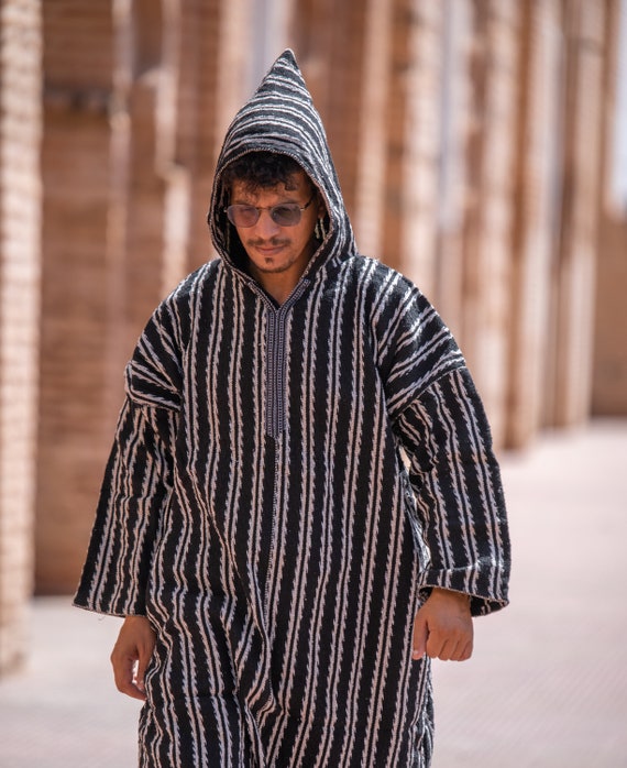 Moroccan Striped Coat Cardigan, Sweater Coat, Hoodie Coat From