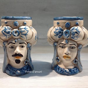 Caltagirone Ceramic Heads, Sicilian Moorish, Sicilian ceramics, Mediterranean style, Handmade ceramics, Handmade in Sicily, Made in Italy