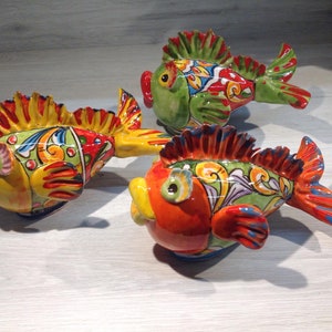 Redfish fish in Caltagirone ceramics, Sicilian ceramic fish, collectible ceramics, artistic ceramics, Caltagirone ceramics