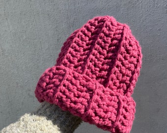 Handmade Crochet Chunky Beanie | handmade Christmas gift for her, crocheted hat, wool beanie