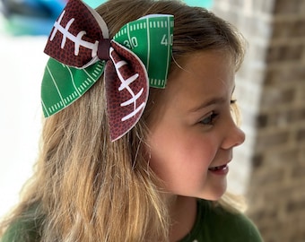 Quarterback hair bow, football clip, football bow, football, handmade bow