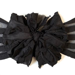 Black ruffle messy bow, messy bows, messy ruffle bow, messy ruffle bow headband, messy bow headband, hair bows, messy headbands