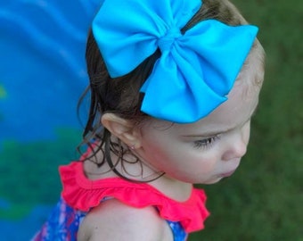 Swim 5" MINI messy bows, messy bow headband, messy bow head wrap, mini messy bow, swim messy bow