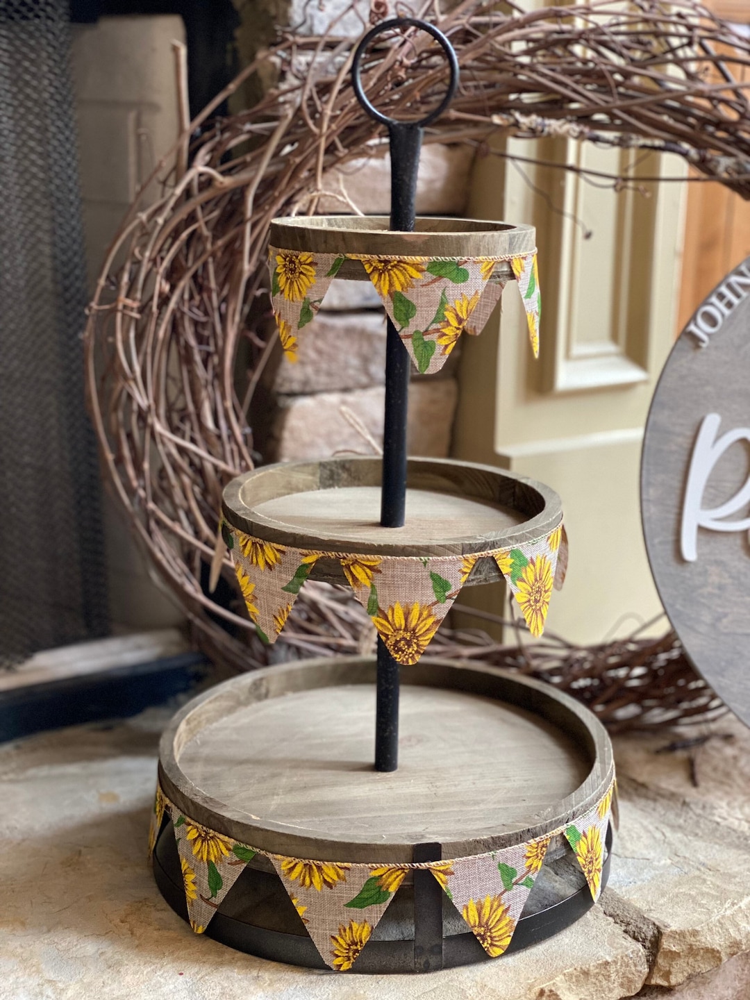 Sunflower Tiered Tray Banner, Tiered Tray, Banner, Sunflower Decor ...