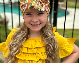 Groovy Fall messy bow head wrap, messy bow headband, messy bow, fall head wrap, messy head wrap, head wrap, headband