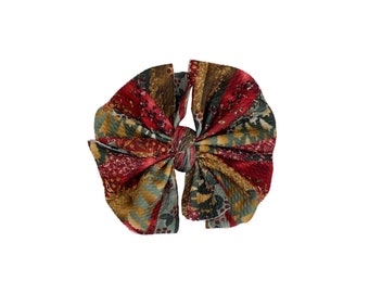 Merry Brushstrokes mini messy bow, messy bow headband, messy bow clip, mini messy bow, brushstrokes messy bow, Christmas bow, Christmas