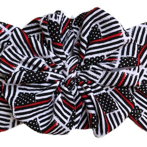 Thin Red Line messy bow head wrap, messy bow headband, messy bow, mini messy bow, messy bow head wrap, messy head wrap, pink messy bow