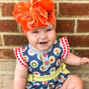 Pumpkin velvet messy bow, messy bow headband, messy bow head wrap, messy headband, velvet bow, mini messy bow, velvet messy bow image 4