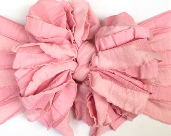 Two-toned pink ruffle messy bow, baby headband, ruffle bow, messy bow headband, messy bow head wrap, messy ruffle bow, ruffle bow