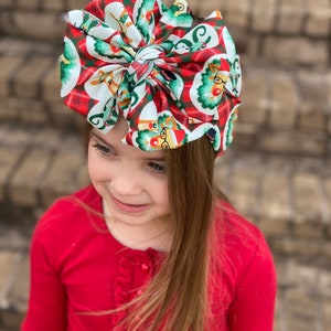 Festive Goats messy bow head wrap, messy bow headband, messy bow, Christmas, messy head wrap, head wrap, Christmas head wrap, goat bow