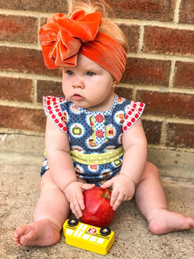 Pumpkin velvet messy bow, messy bow headband, messy bow head wrap, messy headband, velvet bow, mini messy bow, velvet messy bow image 9