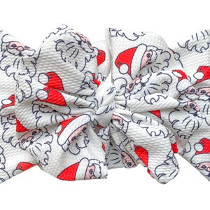 Santa messy bow head wrap, messy bow headband, messy bow, mini messy bow, Christmas bow, messy head wrap, head wrap, headband