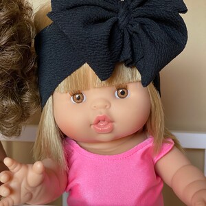 Black liverpool Minikane messy bow, minikane head wrap, Minikane accessories, minikane bow, minikane, messy bow head wrap