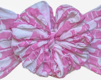 Pretty in Pink ruffle messy bow, messy headband, messy bow headband, messy head wrap, messy bow head wrap, baby headband, mini messy bow