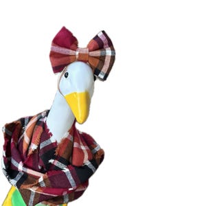 Porch Goose Autumn flannel scarf and bow set, fall accessories, goose accessories, porch goose, goose fashion, school goose, scarf set