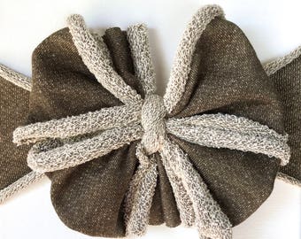 Dark olive messy bow, messy headband, messy bow headband, messy head wrap, messy bow head wrap, baby headband