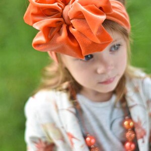 Pumpkin velvet messy bow, messy bow headband, messy bow head wrap, messy headband, velvet bow, mini messy bow, velvet messy bow image 3