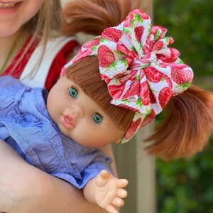 Strawberry Fields Minikane messy bow, minikane head wrap, Minikane accessories, minikane bow, minikane, messy bow head wrap