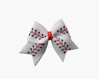 Baseball hair bow, baseball clip, baseball bow, baseball, handmade bow