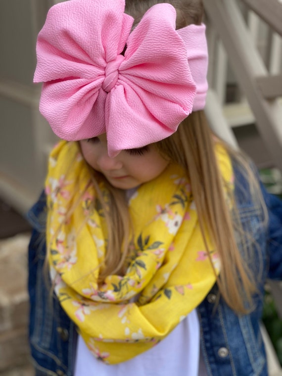 Carnation Pink Bow Head Wrap Messy Bow Headband Messy Bow Etsy