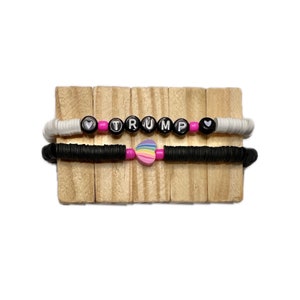 Rosa Trump Armband, Herzarmband, Trump Armband, Trump, stapelbare Armbänder, MAGA , 45, fein