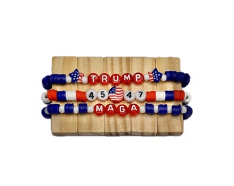Braccialetti patriottici, braccialetto Trump, Trump, braccialetti impilabili, MAGA, 45, braccialetto patriottico, patriottico, Presidente
