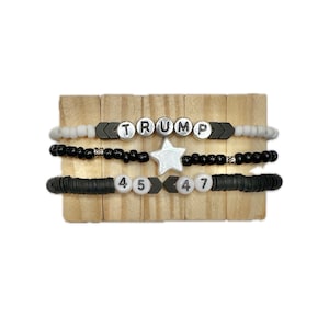 Schwarz-Weiß-Trumpf-Armband, MAGA-Armband, Trump, stapelbare Armbänder, MAGA, 45, patriotisches Armband, patriotisch, Präsident