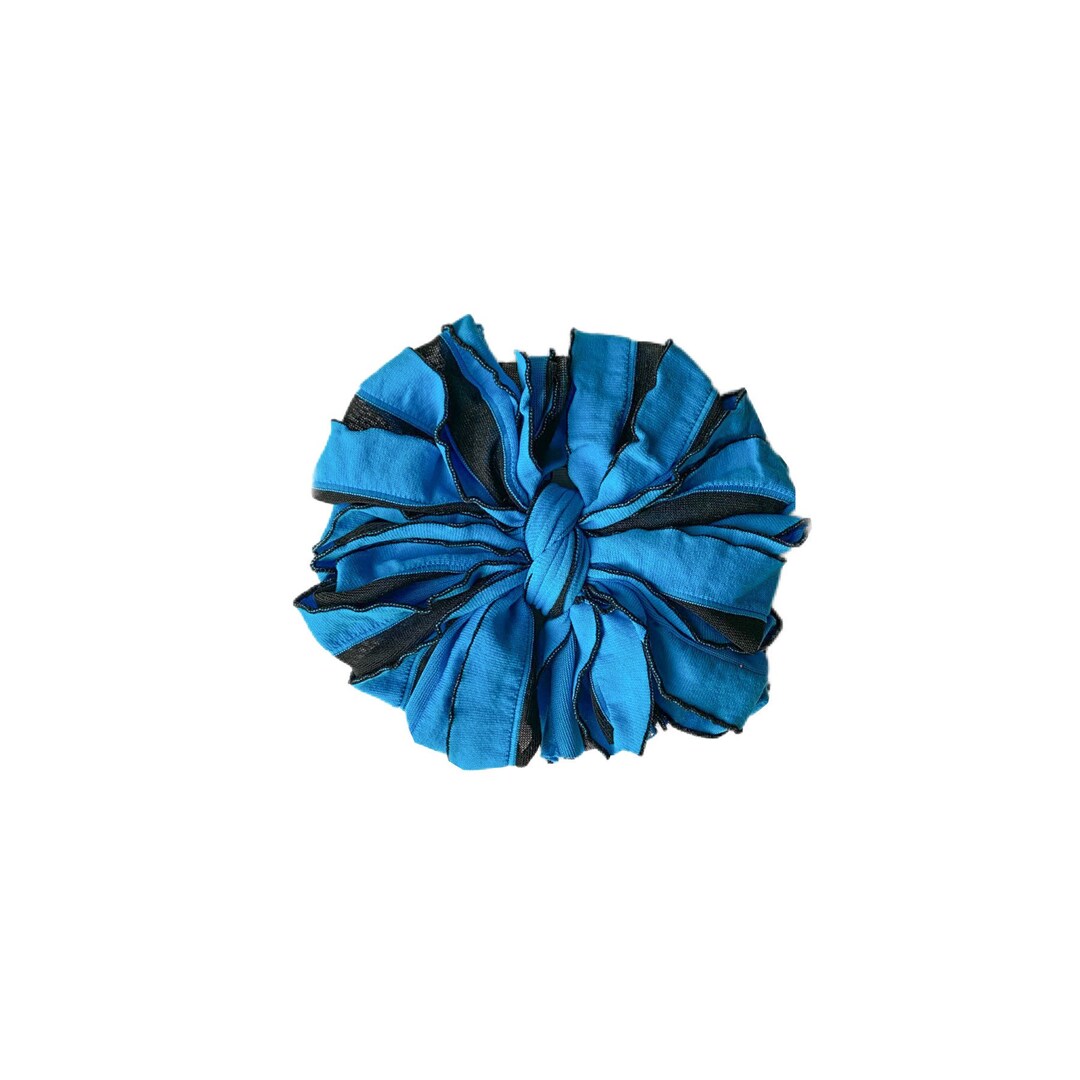 Blue Striped Mini Ruffle Messy Bow, Messy Bow Headband, Messy Bow Clip, Mini Messy Bow, Blue ...