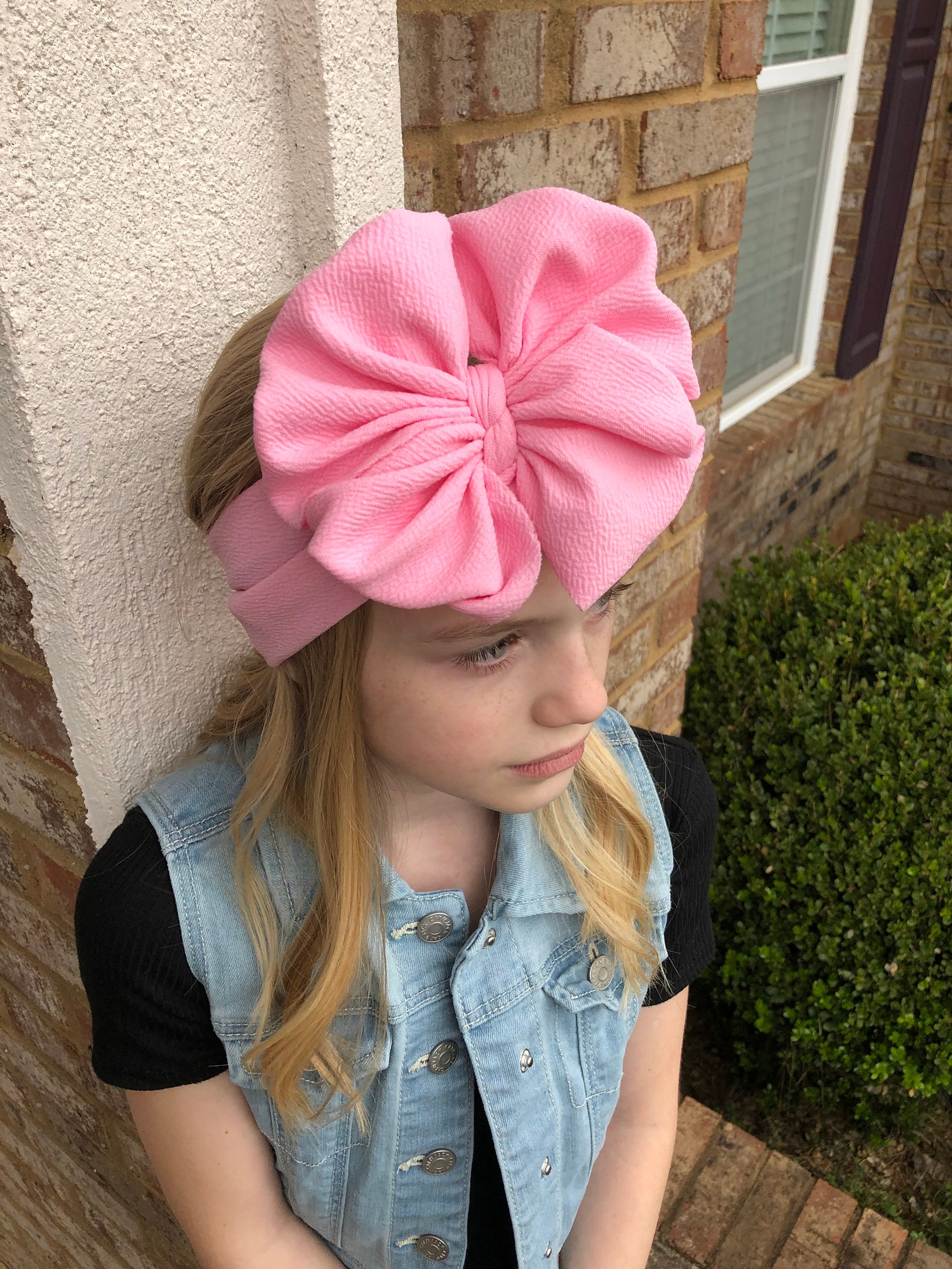 Carnation Pink Bow Head Wrap Messy Bow Headband Messy Bow Etsy