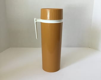 Vintage 1970's 12" Thermos, Division of King Seeley, Harvest Gold Wide Mouth Vacuum Bottle, Hot/Cold Beverages, Picnic-Lunch-Camping