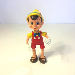 Disney Pinocchio Plastic Figure, Walt Disney Productions, Made in Hong Kong, Moveable Head Arms and Feet, Made Late 1960&#39;s by R Dakin