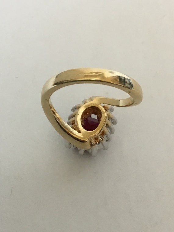 Vintage Ruby Red Cocktail Ring, Size 5 1/2, Faux … - image 6