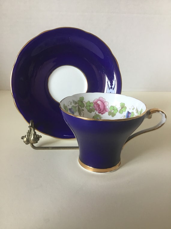 AYNSLEY English violet  陶器 Aynsley Teacup and Saucer, Violet Teacup, English Bone China