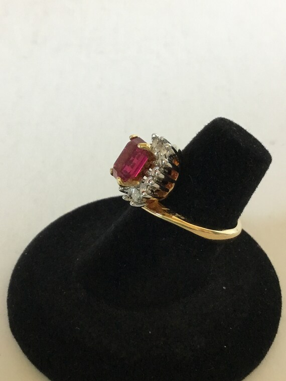 Vintage Ruby Red Cocktail Ring, Size 5 1/2, Faux … - image 5