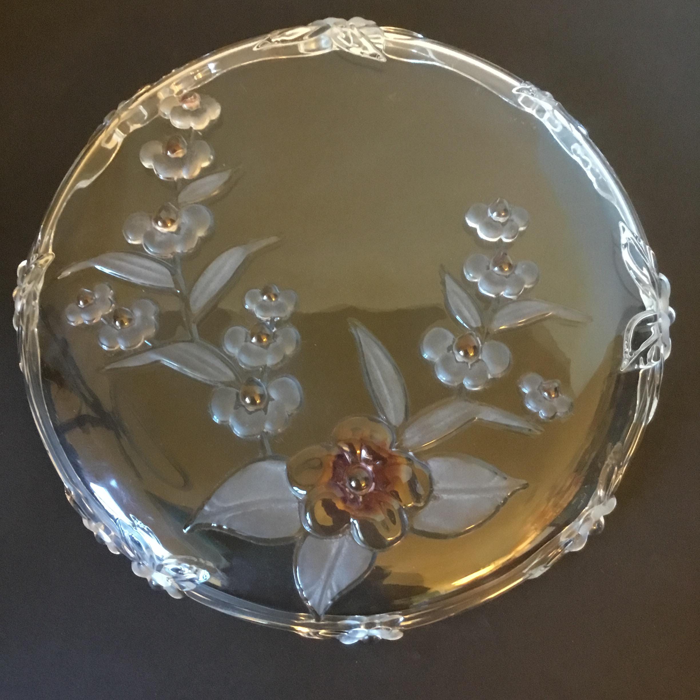 Vintage 12” Mikasa Blossom Time Plate: Pink Floral Toska Crystal