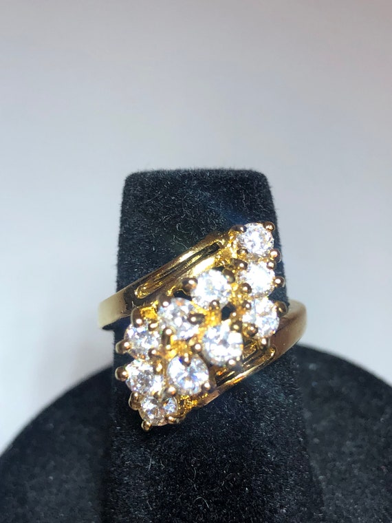 Waterfall CZ Cocktail Ring, 1970's Fashion Jewelr… - image 2