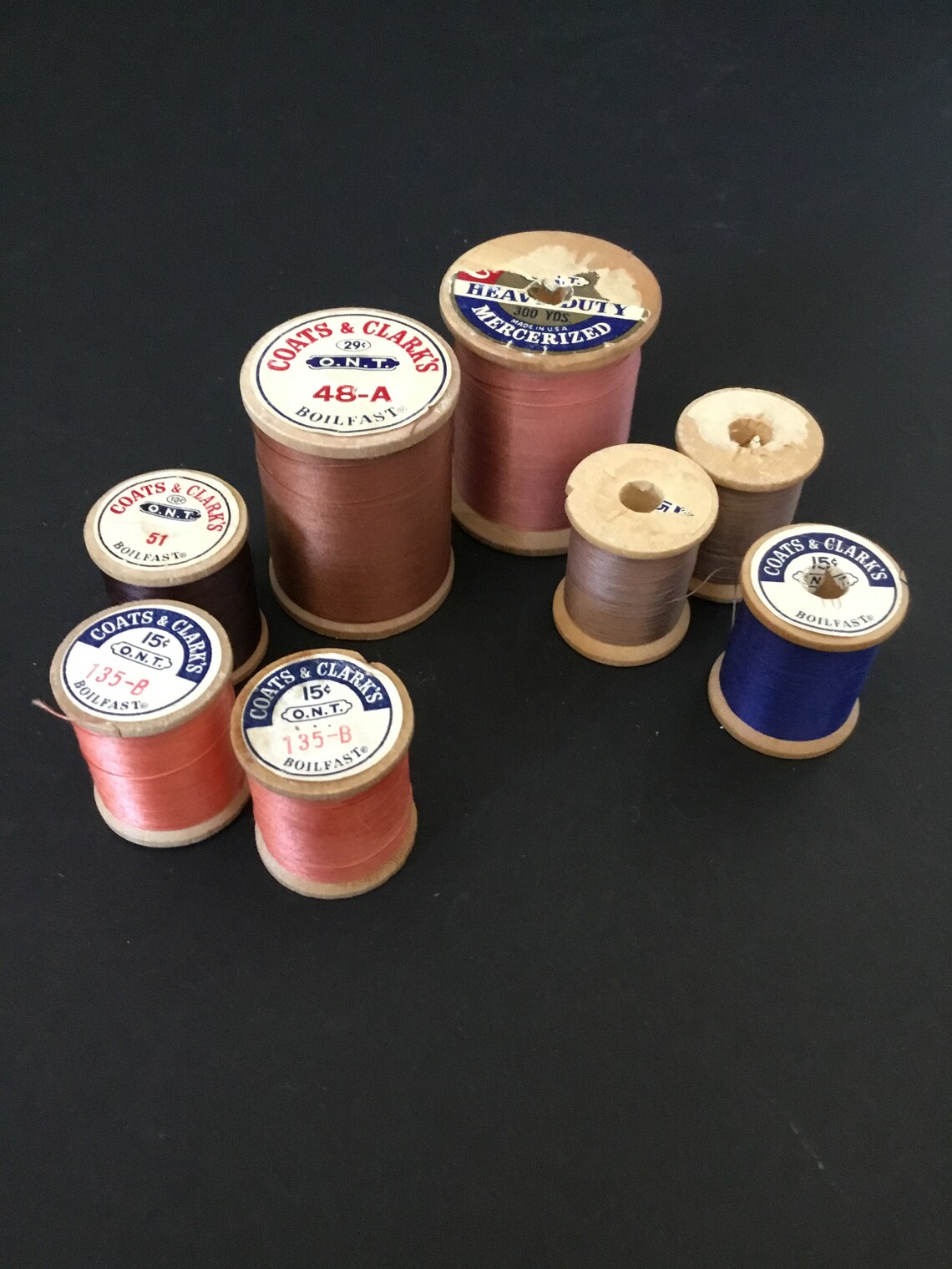 Vintage Coats & Clark Thread Wood Spools Mercerized Cotton Etsy